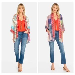 Johnny Was Reversible Onyx Kimono In Multi Print Rare Piece